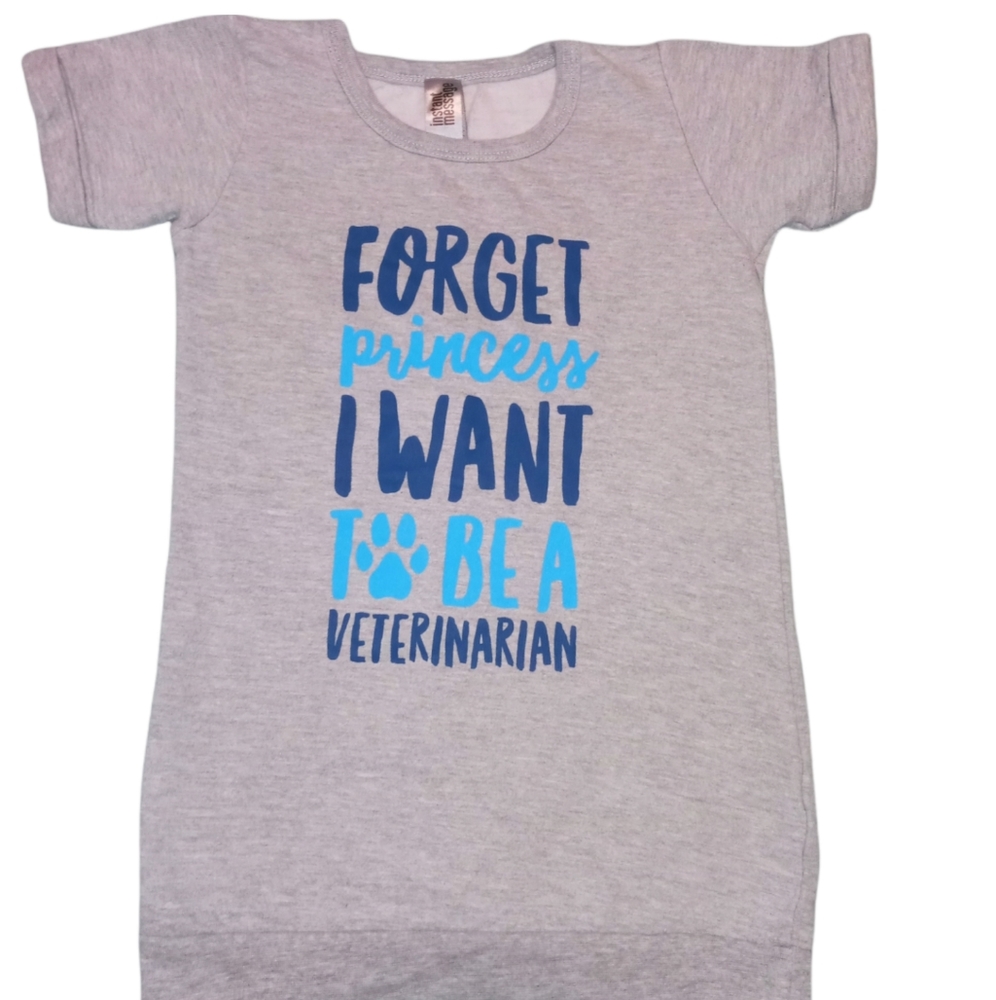 Size 5T Grey Instant Message Girls Veterinarian Sweatshirt Tunic/Dress